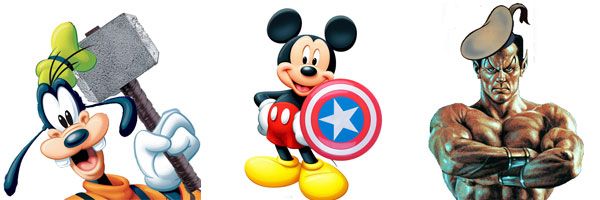 Marvel Disney video blog image - Mickey as Captain America Goofy as Thor and Submariner as Donald Duck.jpg
